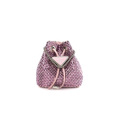 PRADA SATIN CRYSTAL DRAWSTRING MINI POUCH 1NP016 (9*9*6cm)
